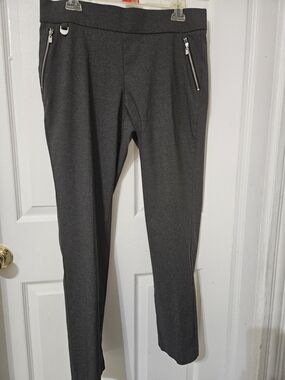 Rafaella Dark Gray Slim Dress Pants with Zip Details